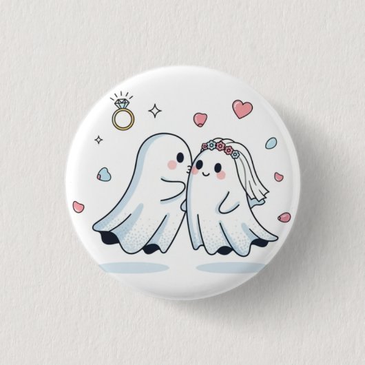 Cute Ghost Wedding Proposal Pin Button Set (Vorderseite)