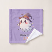Cute Ghost Witch Halloween Spooky Cute Badhandtuch Set (Waschlappen)