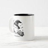 Cute Ghost Witch with Pumpkin & Broom | Two-Sided Zweifarbige Tasse (Vorderseite Links)