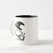 Cute Ghost Witch with Pumpkin & Broom | Two-Sided  Zweifarbige Tasse (Vorderseite Links)