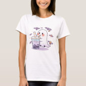 Cute Ghost with Boba Tea T-Shirt (Vorderseite)