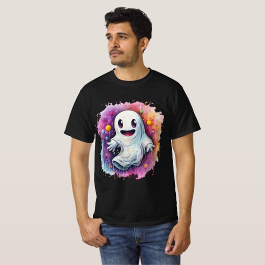 Cute Ghost with Colorful Splash Art T-Shirt (Vorne ganz)
