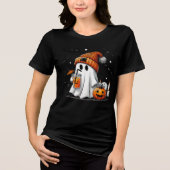 Cute Ghost with Drink and Pumpkin Art Tri-Blend Shirt (Vorderseite)