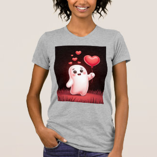 Cute Ghost with Heart – Adorable Spooky Love T-Shi T-Shirt