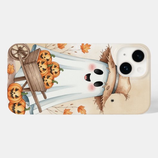Cute Ghost with Pumpkins Phone Case - Adorable Hal (Rückseite (Horizontal))