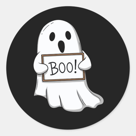Cute Ghostly BOO Fun Runder Aufkleber (Vorderseite)