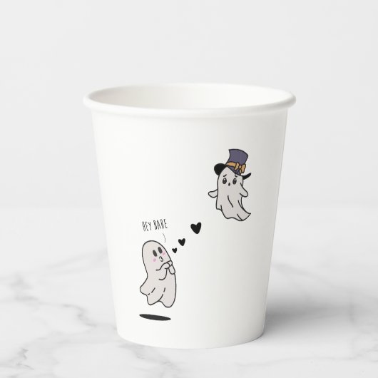 Cute ghosts couple talking pappbecher (Rückseite)