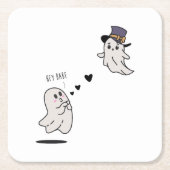 Cute ghosts couple talking rechteckiger pappuntersetzer (Vorderseite)
