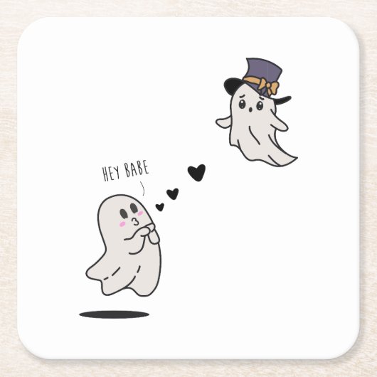 Cute ghosts couple talking rechteckiger pappuntersetzer (Vorderseite)