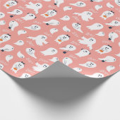 Cute ghosts Halloween Elegant Pink White Geschenkpapier (Ecke)