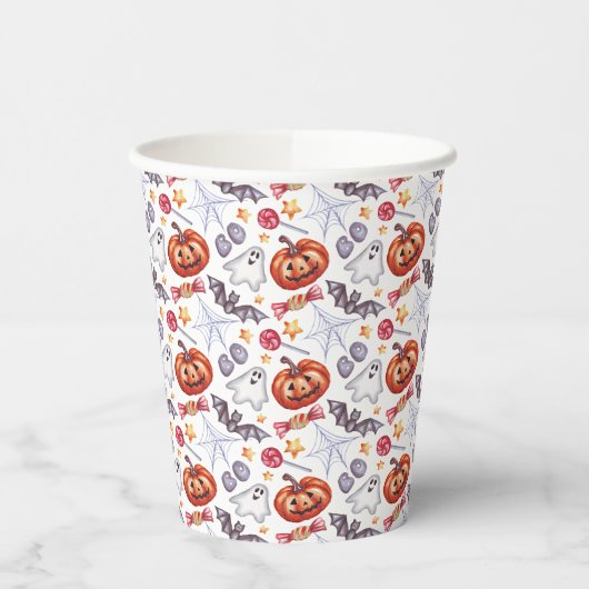 Cute ghosts Halloween watercolor patterns, Pappbecher (Links)