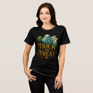 Cute Ghosts "Trick or Treat" Design Tri-Blend Shirt