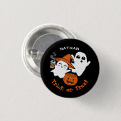 Cute Ghosts Trick or Treat Personalised Halloween Button (Vorne & Hinten)