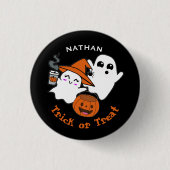 Cute Ghosts Trick or Treat Personalised Halloween Button (Vorderseite)