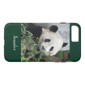 Cute Giant Panda Dark Green Trim Personalized Name Case-Mate iPhone Hülle (Rückseite (Horizontal))