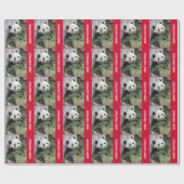 Cute Giant Panda Merry Christmas Wrapping Paper Geschenkpapier (Flach)