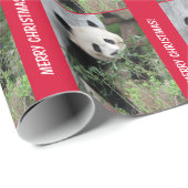 Cute Giant Panda Merry Christmas Wrapping Paper Geschenkpapier (Rolleneckpunkt)