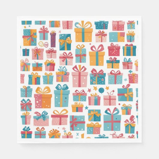 Cute Gifts in Bags and Boxes with Ribbons Pattern Serviette (Vorderseite)
