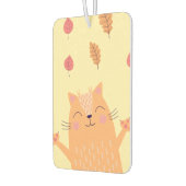 Cute Ginger Orange Cat Playing in Autumn Leaves Autolufterfrischer (Links)