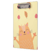 Cute Ginger Orange Cat Playing in Autumn Leaves Klemmbrett (Links)