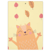 Cute Ginger Orange Cat Playing in Autumn Leaves Klemmbrett (Rückseite)