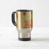 Cute Ginger Orange Cat Playing in Autumn Leaves Reisebecher (Vorderseite Links)