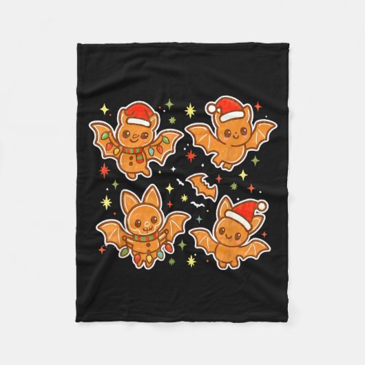 Cute Gingerbread Bats Soky Christmas Cookie Graphi Fleecedecke (Vorderseite)