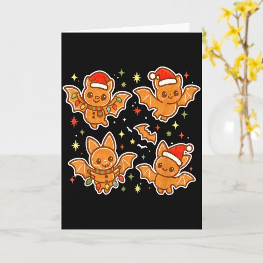 Cute Gingerbread Bats Soky Christmas Cookie Graphi Karte (Gelbe Blume)