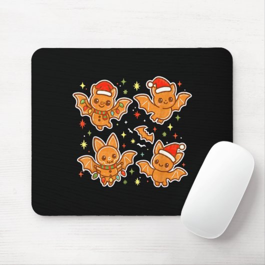 Cute Gingerbread Bats Soky Christmas Cookie Graphi Mousepad (Mit Mouse)