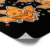 Cute Gingerbread Bats Soky Christmas Cookie Graphi Poster (Ecke)