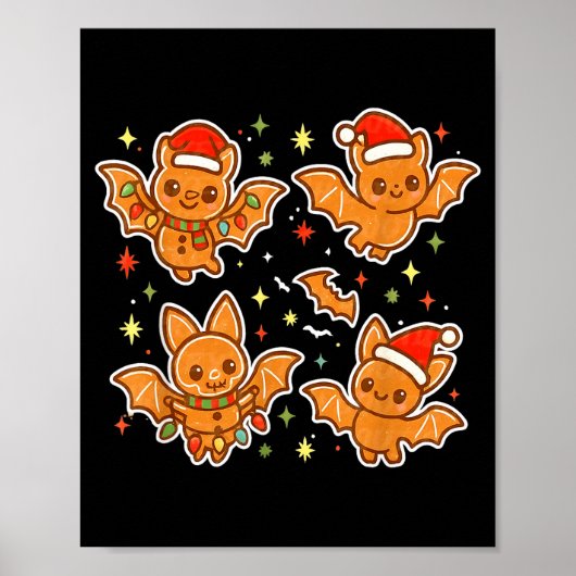 Cute Gingerbread Bats Soky Christmas Cookie Graphi Poster (Vorne)