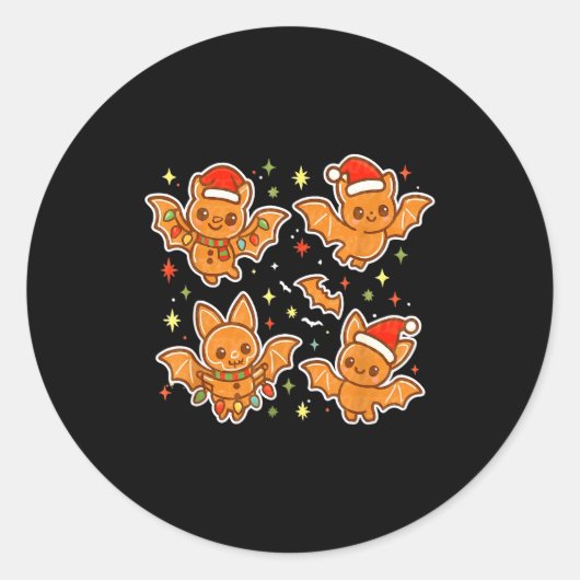 Cute Gingerbread Bats Soky Christmas Cookie Graphi Runder Aufkleber (Vorderseite)