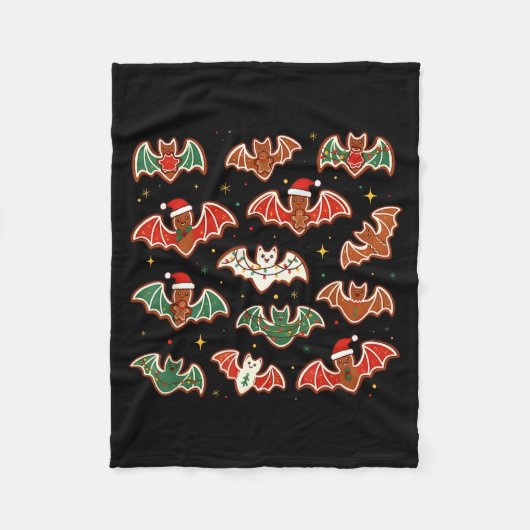 Cute Gingerbread Bats Soky Christmas Cookie Merry Fleecedecke (Vorderseite)