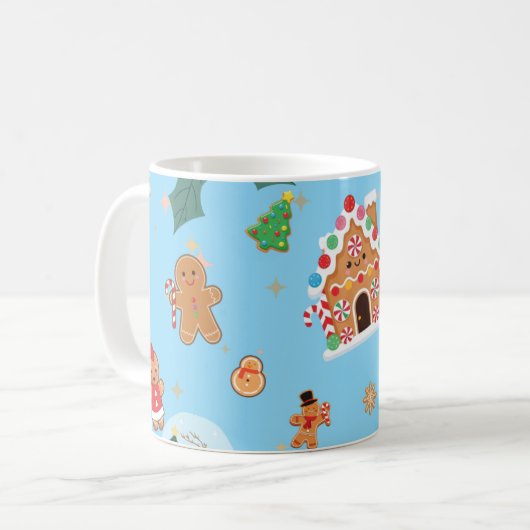 Cute Gingerbread Blue Kaffeetasse (Vorderseite Links)
