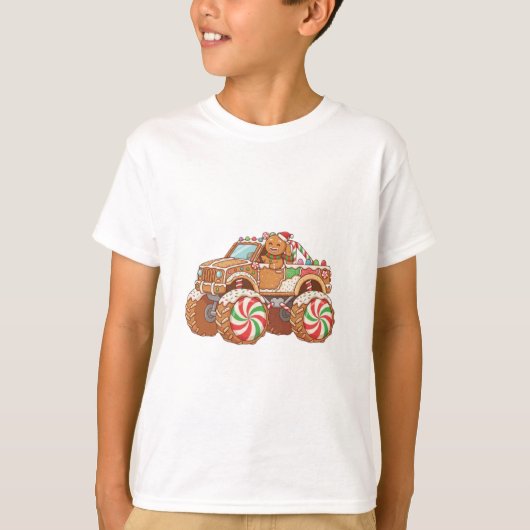 Cute Gingerbread Candy Monster Truck – Festive Hol T-Shirt (Vorderseite)