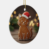 Cute Gingerbread Cat Cookie Christmas Keramik Ornament (Rechts)