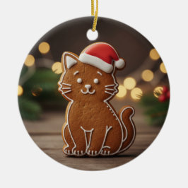 Cute Gingerbread Cat Cookie Christmas Keramik Ornament
