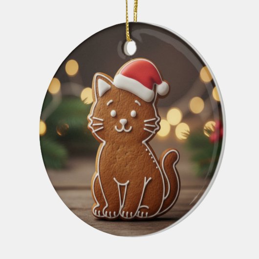 Cute Gingerbread Cat Cookie Christmas  Keramik Ornament (Links)