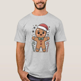 Cute Gingerbread Christmas Cartoon Design T-Shirt