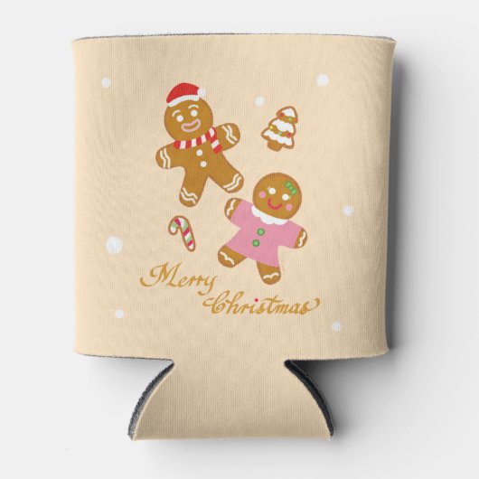 Cute Gingerbread Christmas Personalized Can Cooler Dosenkühler (Vorderseite)