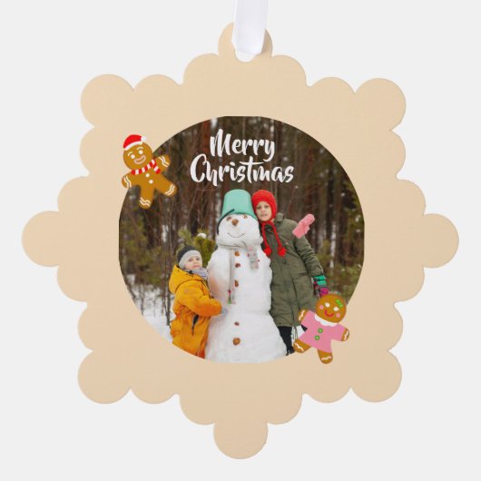 Cute Gingerbread Christmas Photo Ornament Card (Vorderseite)