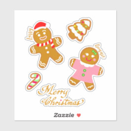 Cute Gingerbread Christmas Script Personalized  Aufkleber