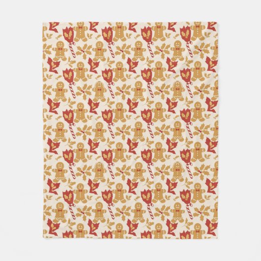 Cute Gingerbread Christmas Seamless Pattern Fleecedecke (Vorderseite)