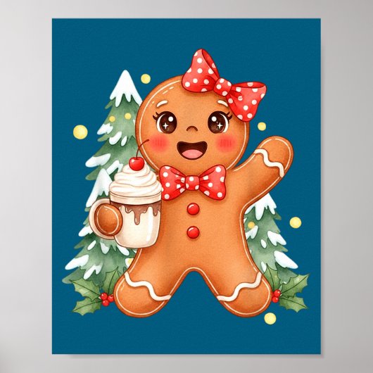 Cute Gingerbread Christmas Snow Xmas For Men Women Poster (Vorne)
