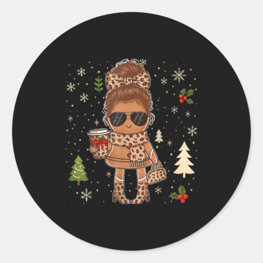 Cute Gingerbread Christmas Snow Xmas For Men Women Runder Aufkleber (Vorderseite)