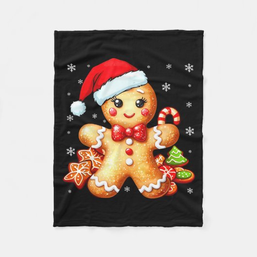 Cute Gingerbread Christmas Snow Xmas For Women Kid Fleecedecke (Vorderseite)
