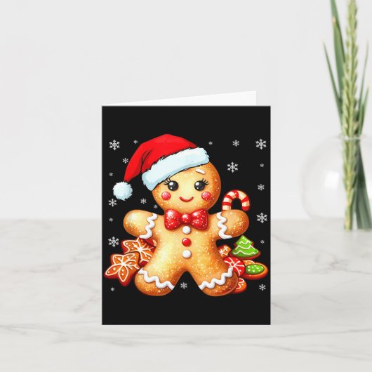Cute Gingerbread Christmas Snow Xmas For Women Kid Karte (Vorderseite)