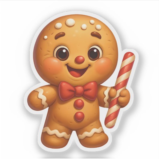 Cute Gingerbread Christmas Sticker (Vorderseite)