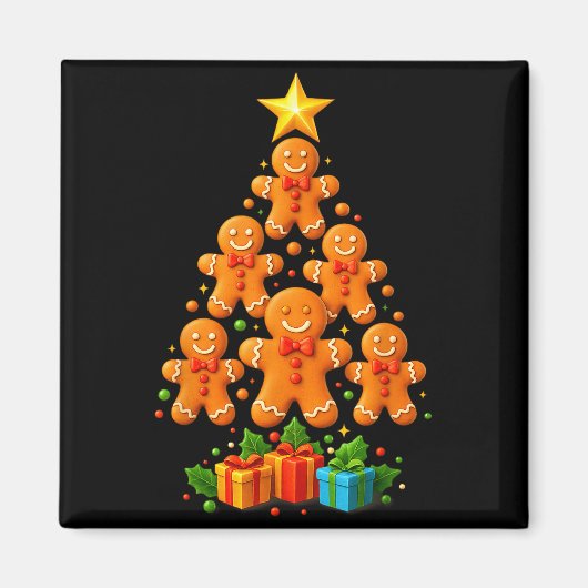 Cute Gingerbread Christmas Tree Holiday Funny Xmas Magnet (Vorne)