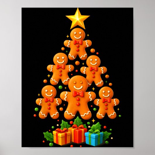 Cute Gingerbread Christmas Tree Holiday Funny Xmas Poster (Vorne)